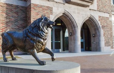 Husky Statue Outside The Main Entrance To The HUB