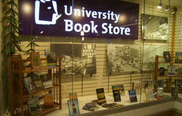 The HUB University Book Store Display Window